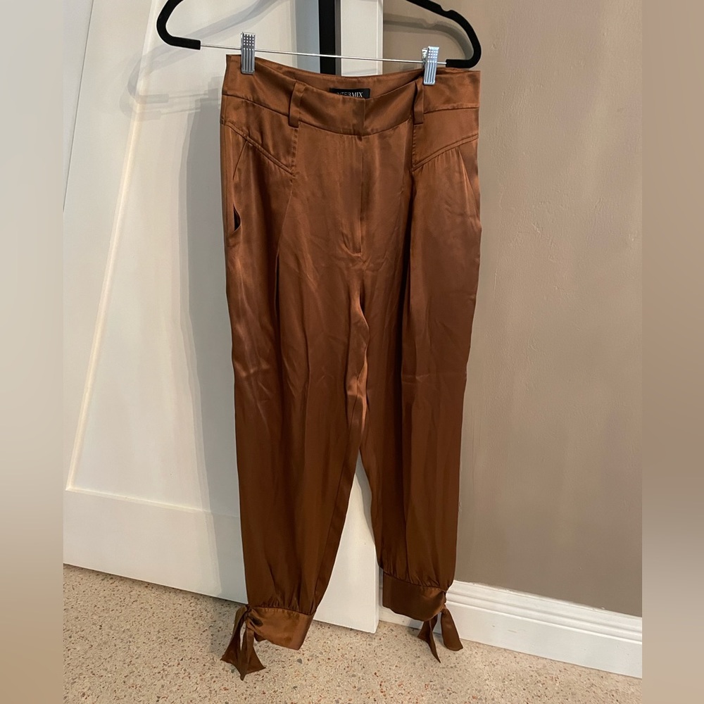 Intermix Bronze pants with tie at ankle.